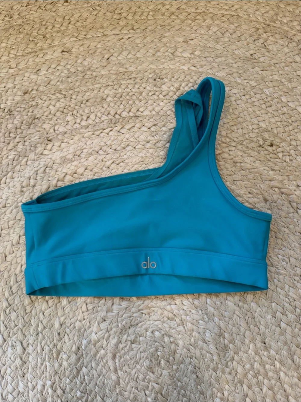 ALO Yoga One-Shoulder Sports Bra in Turquoise